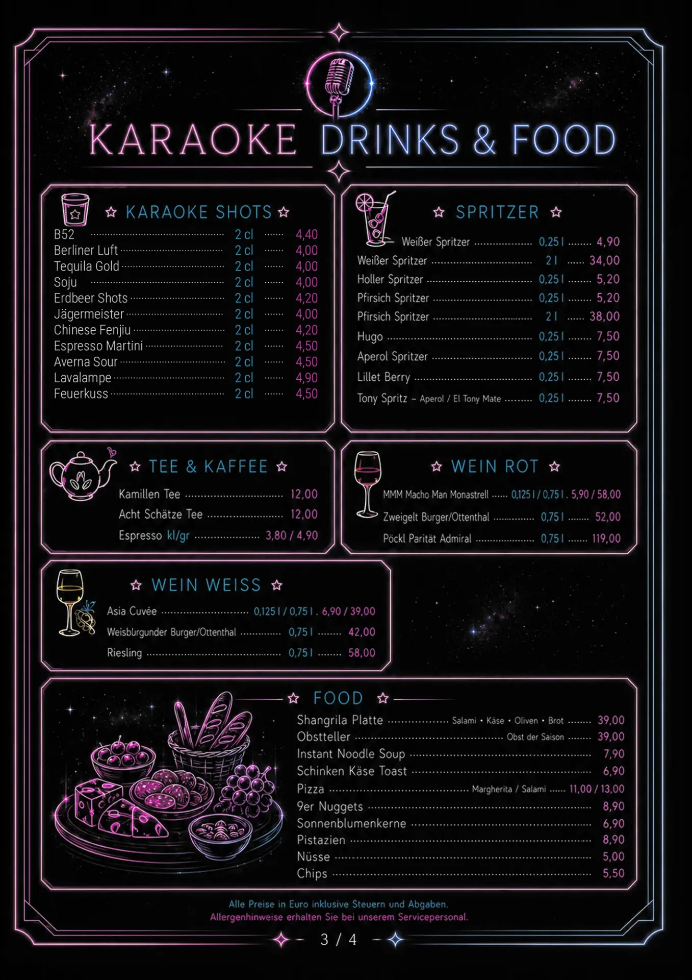 Shangrila Karaoke – Getränkekarte – Seite 3